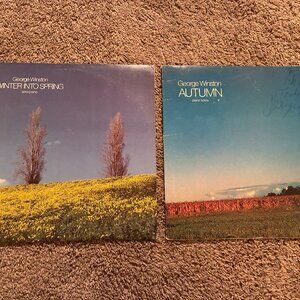Lot of 2 GEORGE WINSTON Vinyl / LP Albums - Winter Into Spring / Autumn (signed)